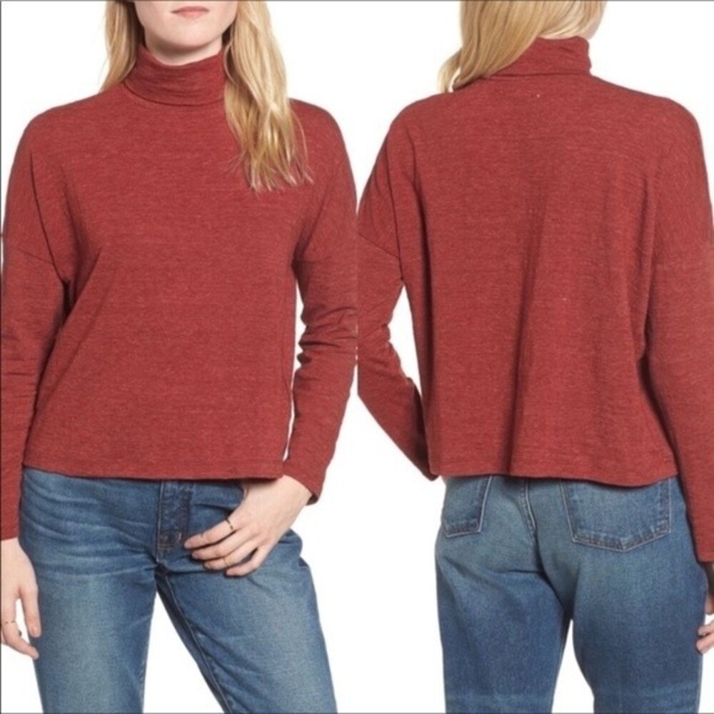 MADEWELL Boxy Turtleneck Top in Burnished Mahogany